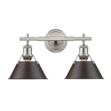  3306-BA2 PW-RBZ - Orwell 2-Light Vanity Light in Pewter with Rubbed Bronze